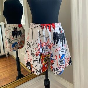 Graphic Print White Shorts